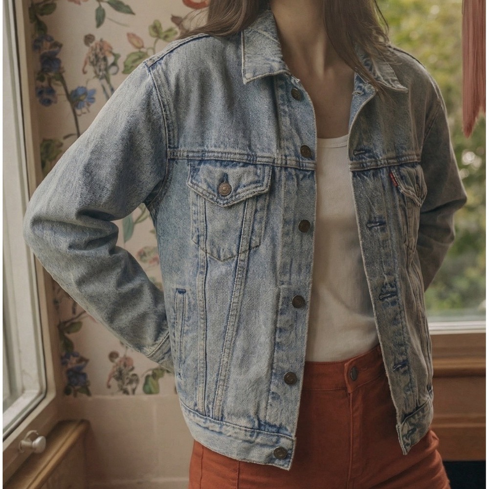 Levi's Jacket Womens Medium Cropped Fit Denim Button Type 3 Made & Crafted